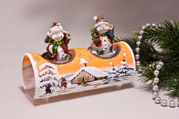 Teelichthalter Glasröhre Winterlandschaft orange - Onlineshop für  Christbaumschmuck und Weihnachtskugeln aus Glas