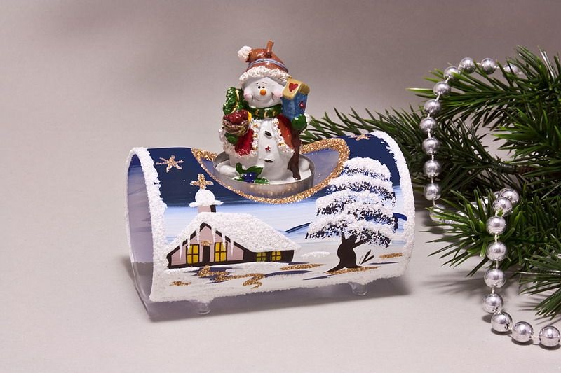 Teelichthalter Glasröhre Winterlandschaft nachtblau - Onlineshop für  Christbaumschmuck und Weihnachtskugeln aus Glas